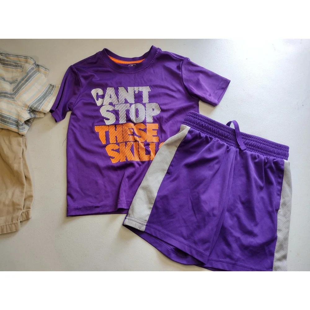 Boys Summer Clothes Lot‎ 6pc Athletic Works Cat Jack HM Outfits Shorts Shirts 5t